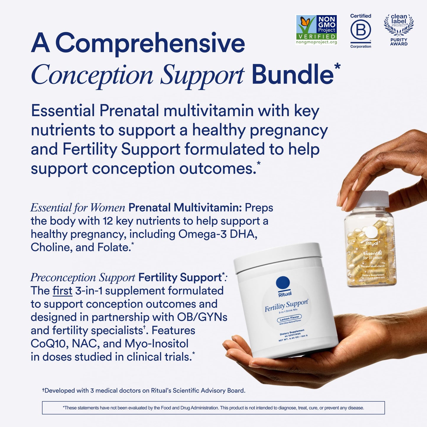 Multivitamínico prenatal Essential for Women Ritual botella frontal