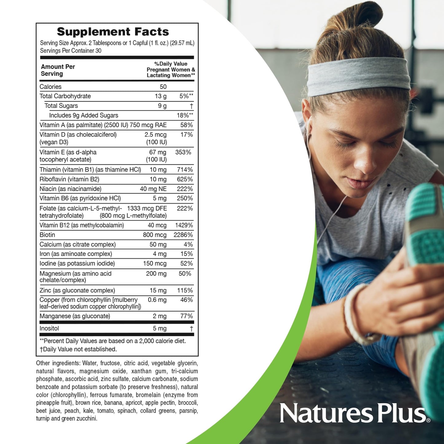 Multivitamínico prenatal en forma líquida Natures Plus