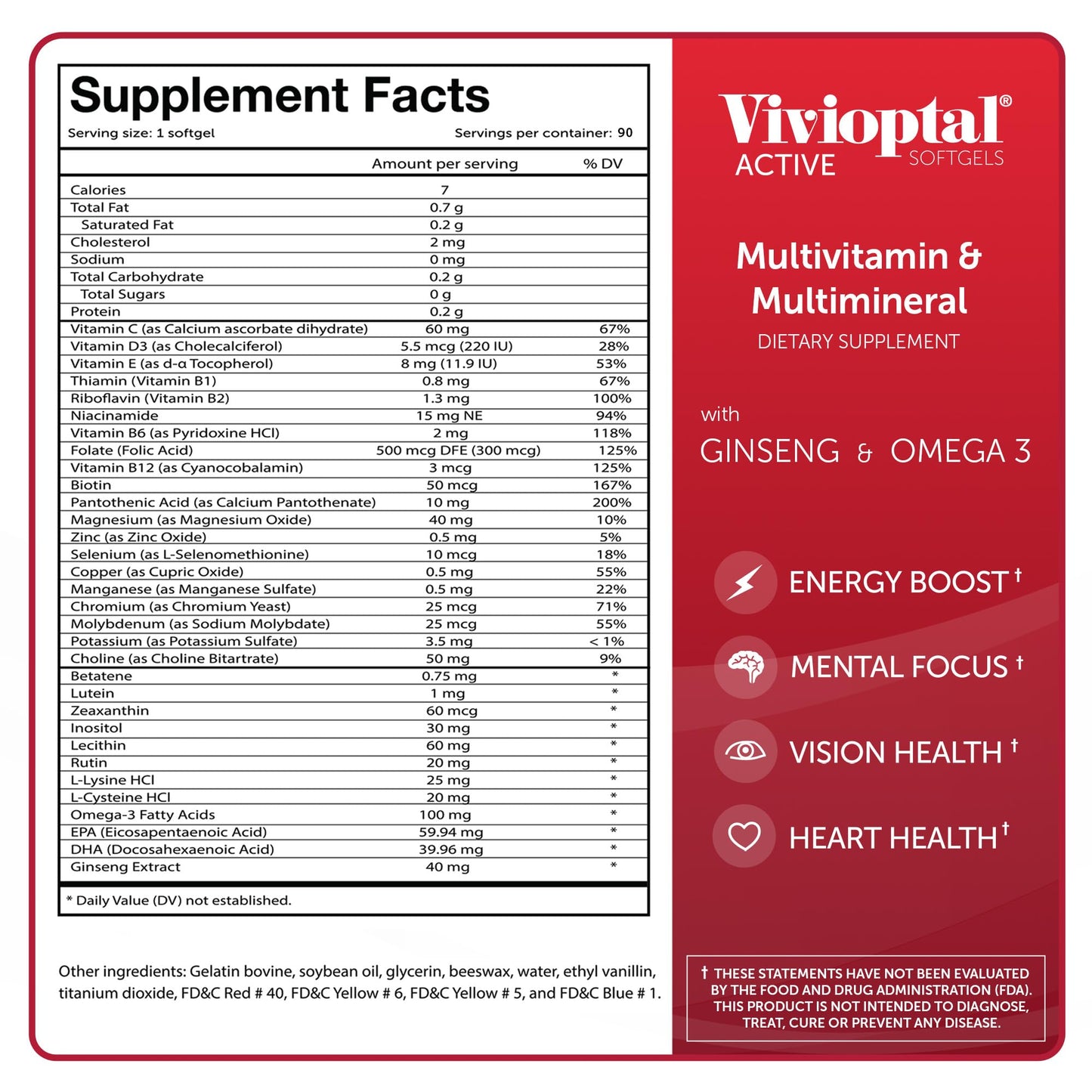 Multivitamínico Vivioptal Softgels, 90 unidades