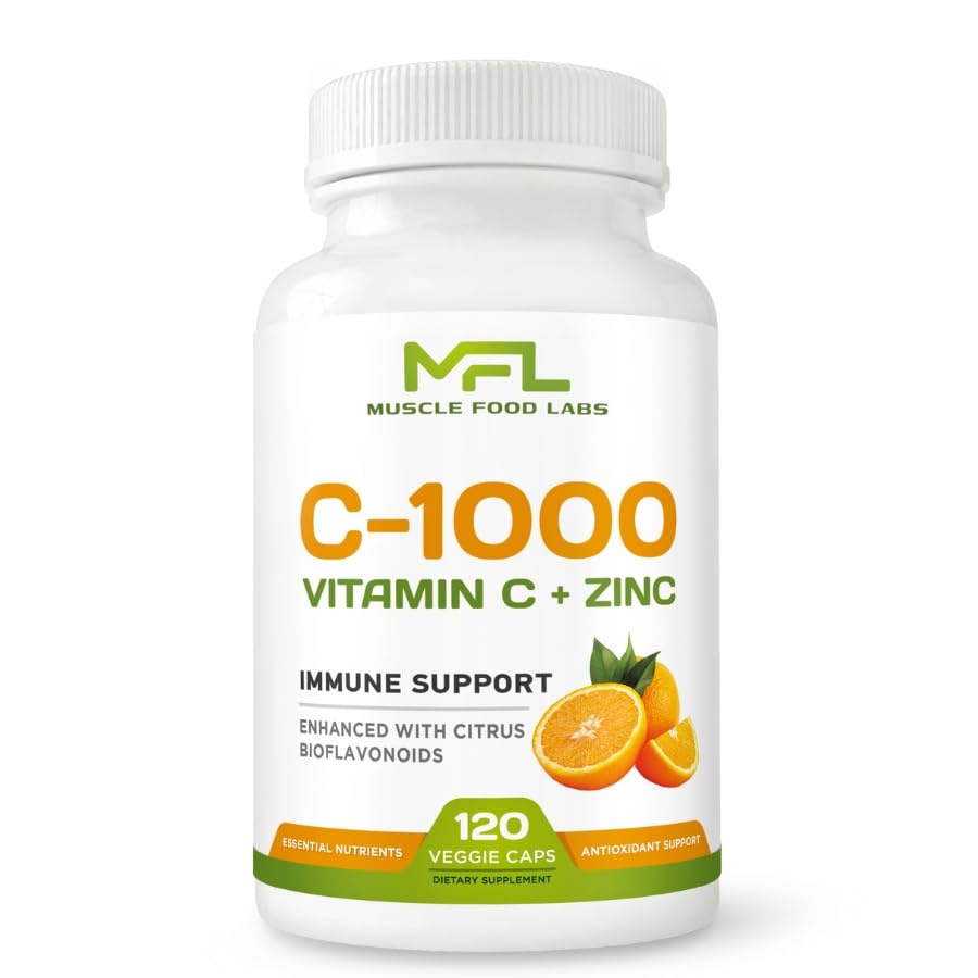 Muscle Food Labs vitamina C 1000mg zinc 25mg capsulas vegetarianas