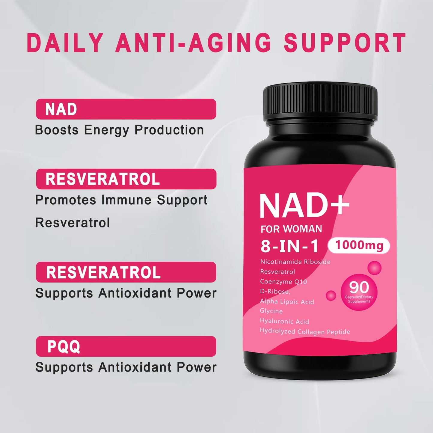 NAD 1000mg cápsulas ribósido mujeres.