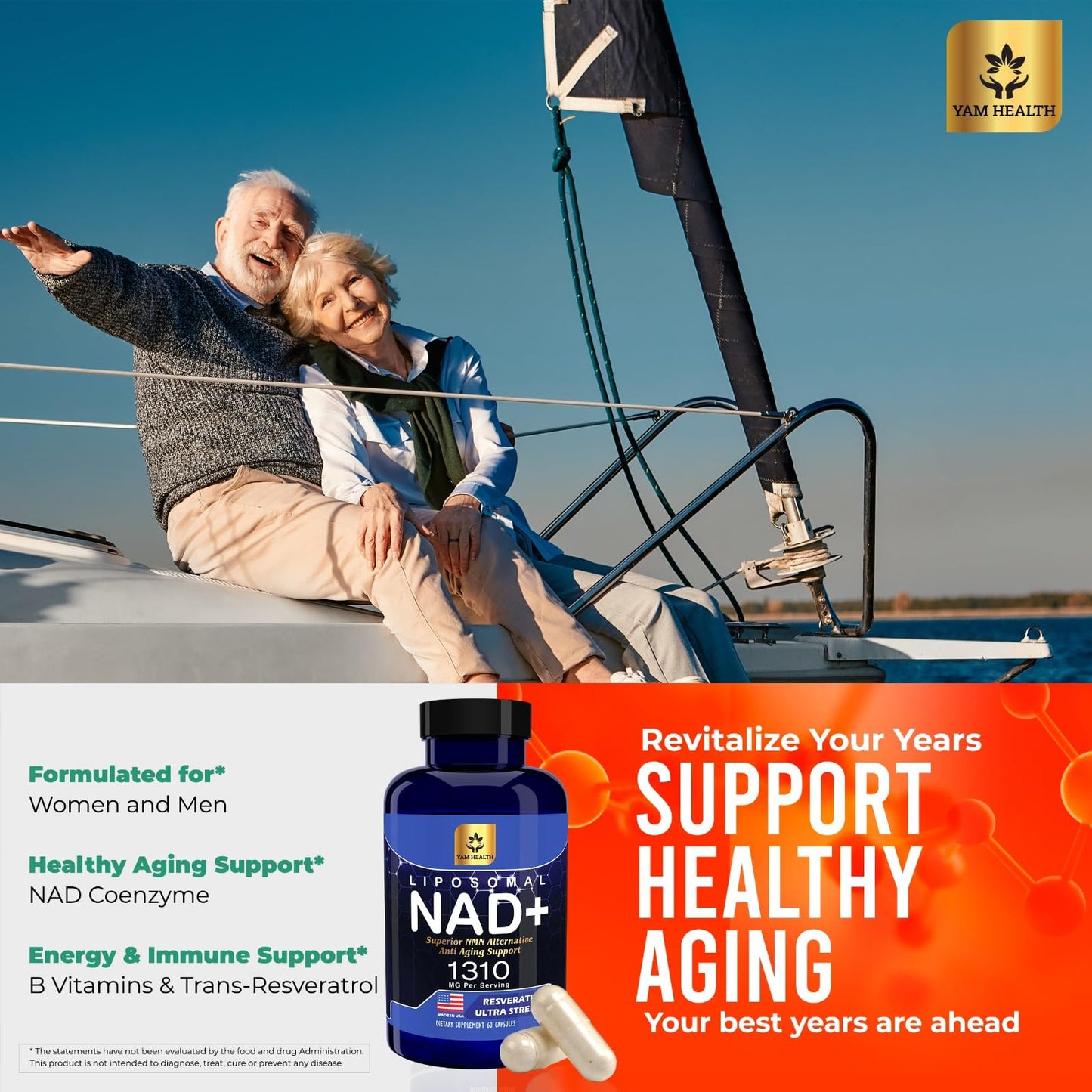 NAD+ y Trans-Resveratrol para apoyo anti-edad y energía
