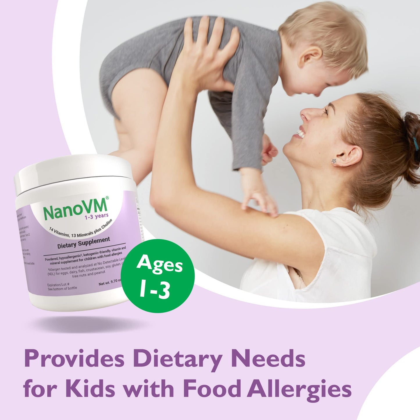 NanoVM multivitamínico en polvo seguro para niños