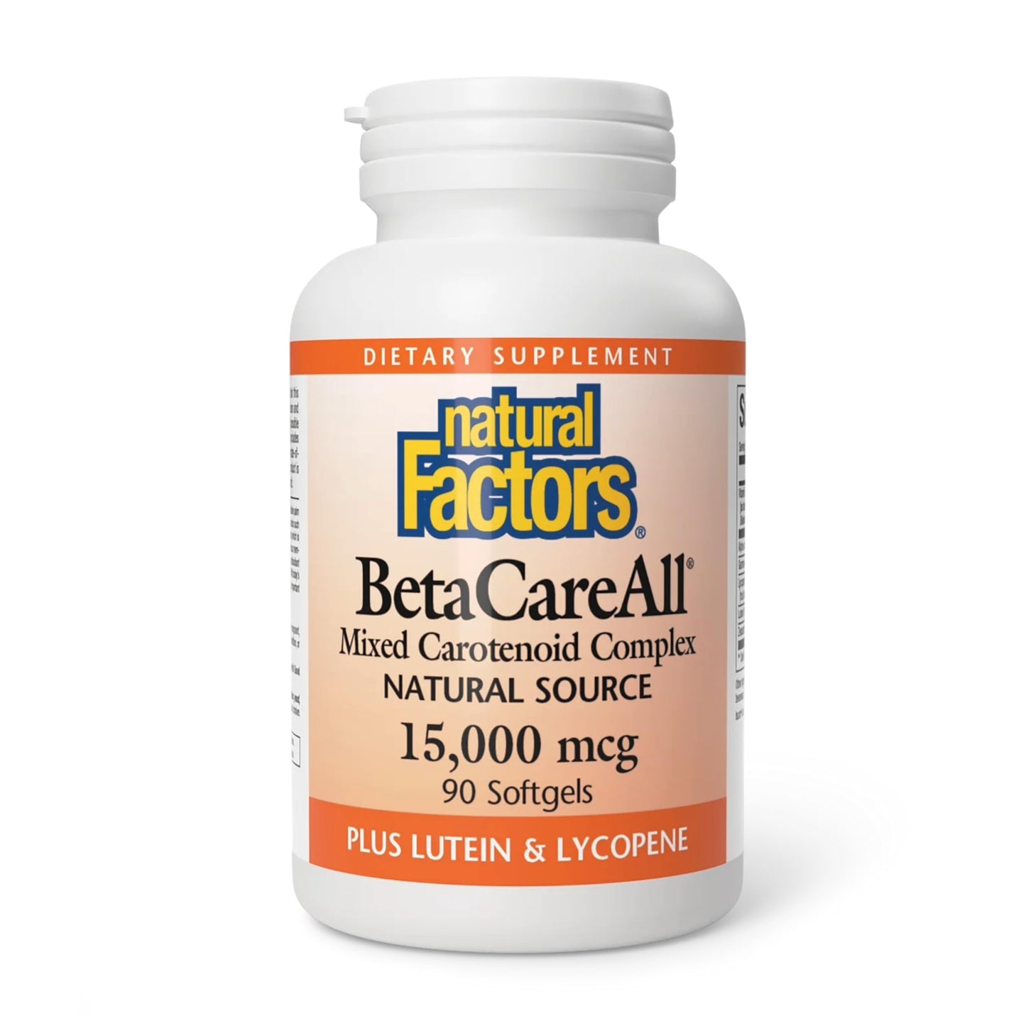 Frasco de BetaCareAll con cápsulas blandas para vitamina A