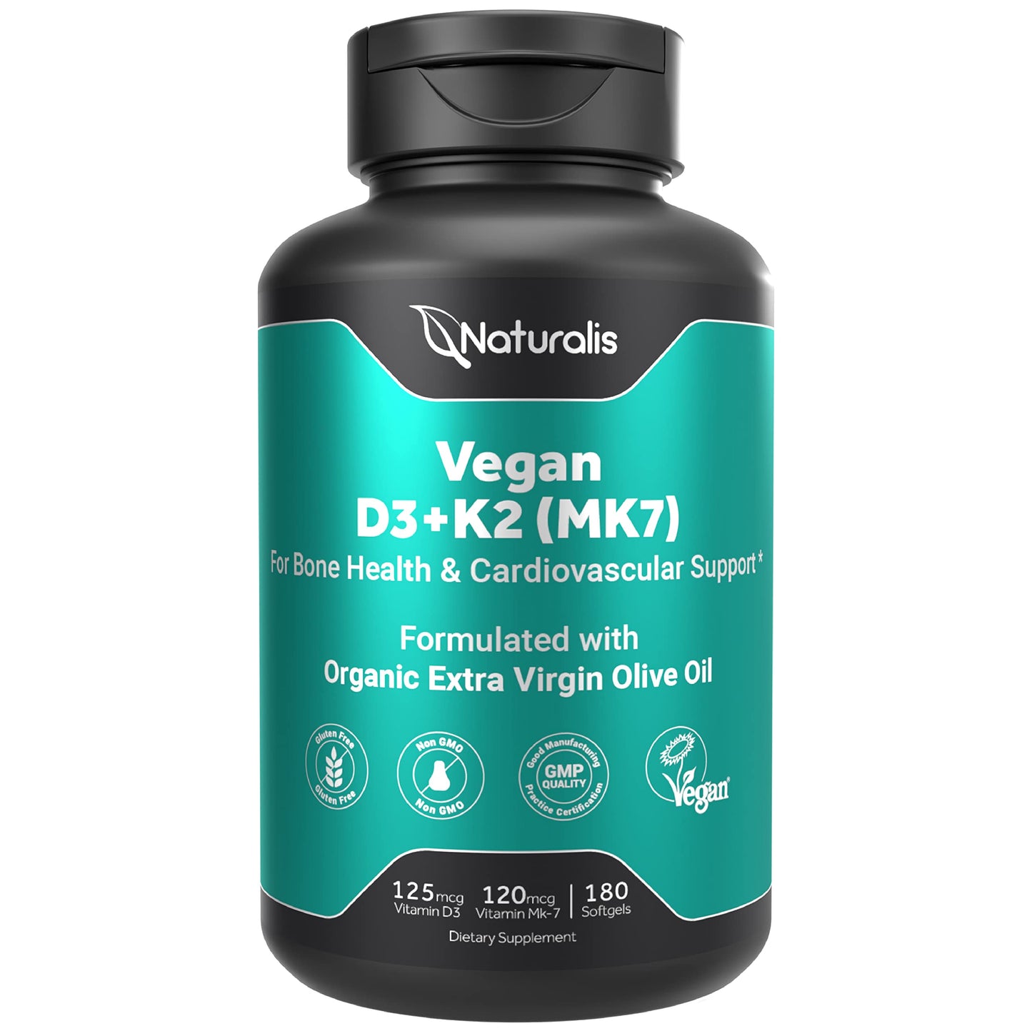 Naturalis vitamina D3 + K2 vegana 180 cápsulas blandas