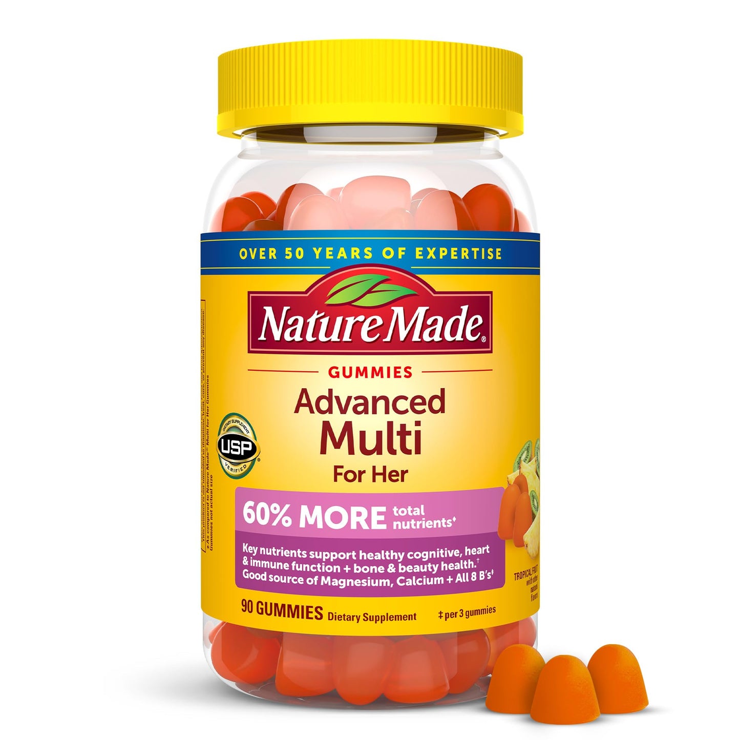 Frasco de gomitas multivitamínicas Nature Made avanzado para mujeres