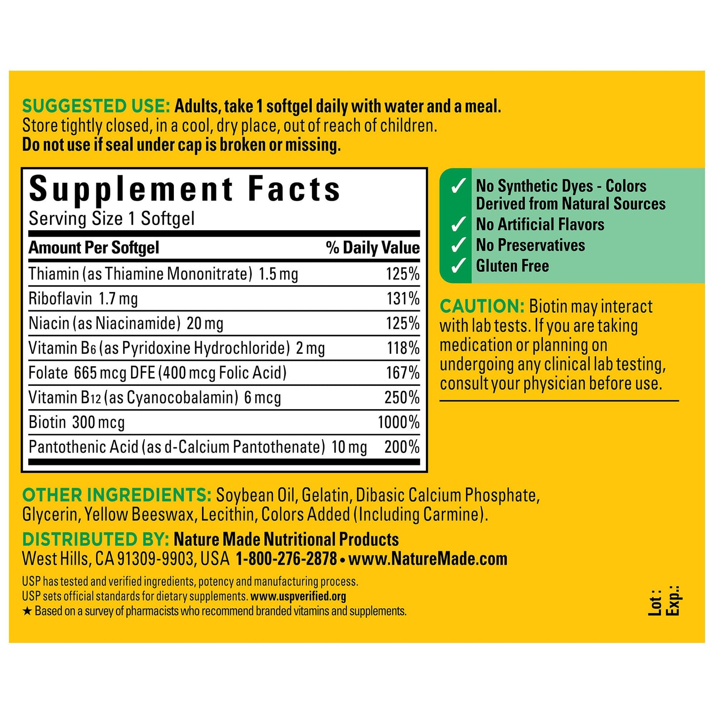 Nature Made Super B complejo suplemento salud cerebral