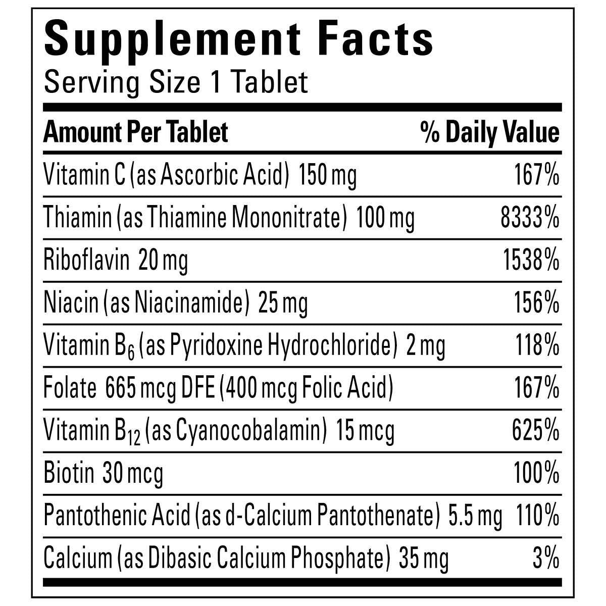 Etiqueta Nature Made Super B-Complex suplemento vitamínico