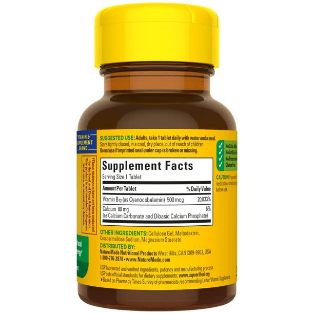 Paquete doble Nature Made vitamina B-12 500 mcg 100 tabletas