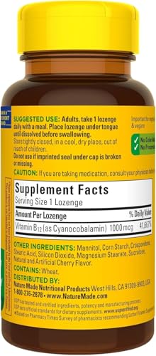 Nature Made vitamina b-12 botella y tabletas vista lateral