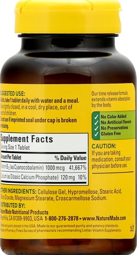 Detalle ingredientes Nature Made vitamina B12 liberación prolongada