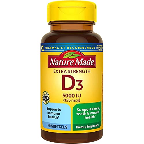 Nature Made Vitamina D3 Extra Fuerte 5000 UI 90 cápsulas blandas