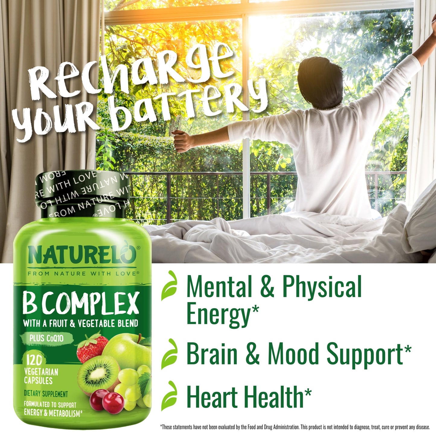 NATURELO cápsulas vitamina B coenzima Q10 y biotina