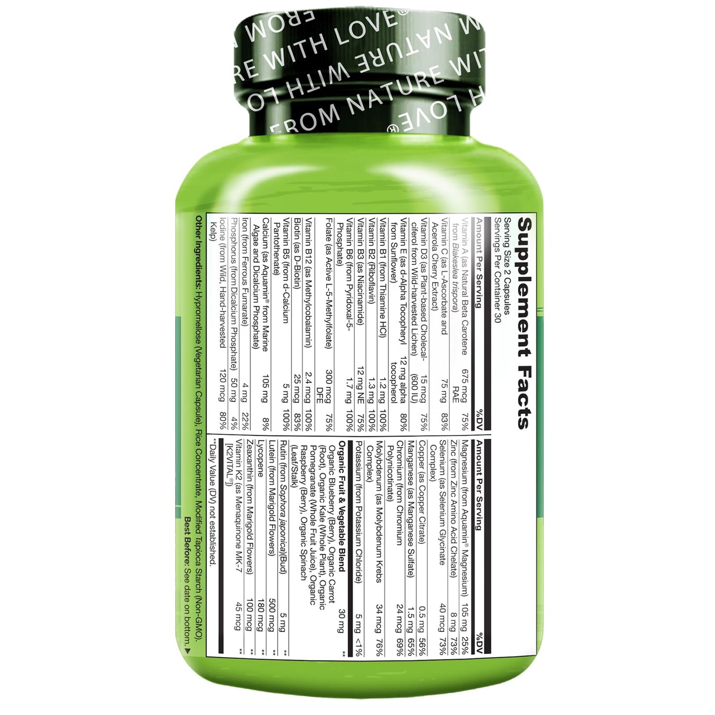 NATURELO multivitamínico etiqueta ingredientes