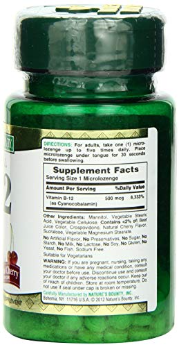 Botellas Nature's Bounty B-12 500 mcg triple pack