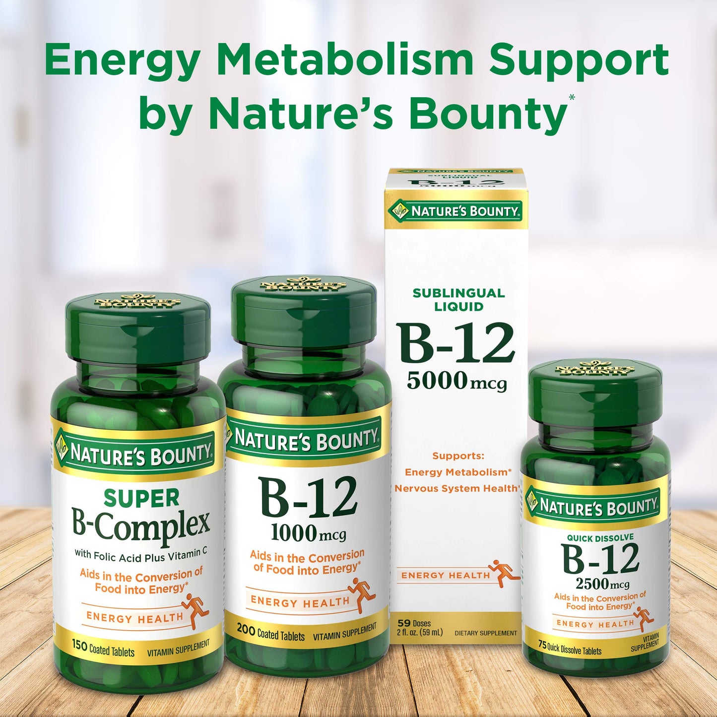 Información nutricional vitamina B12 Nature's Bounty