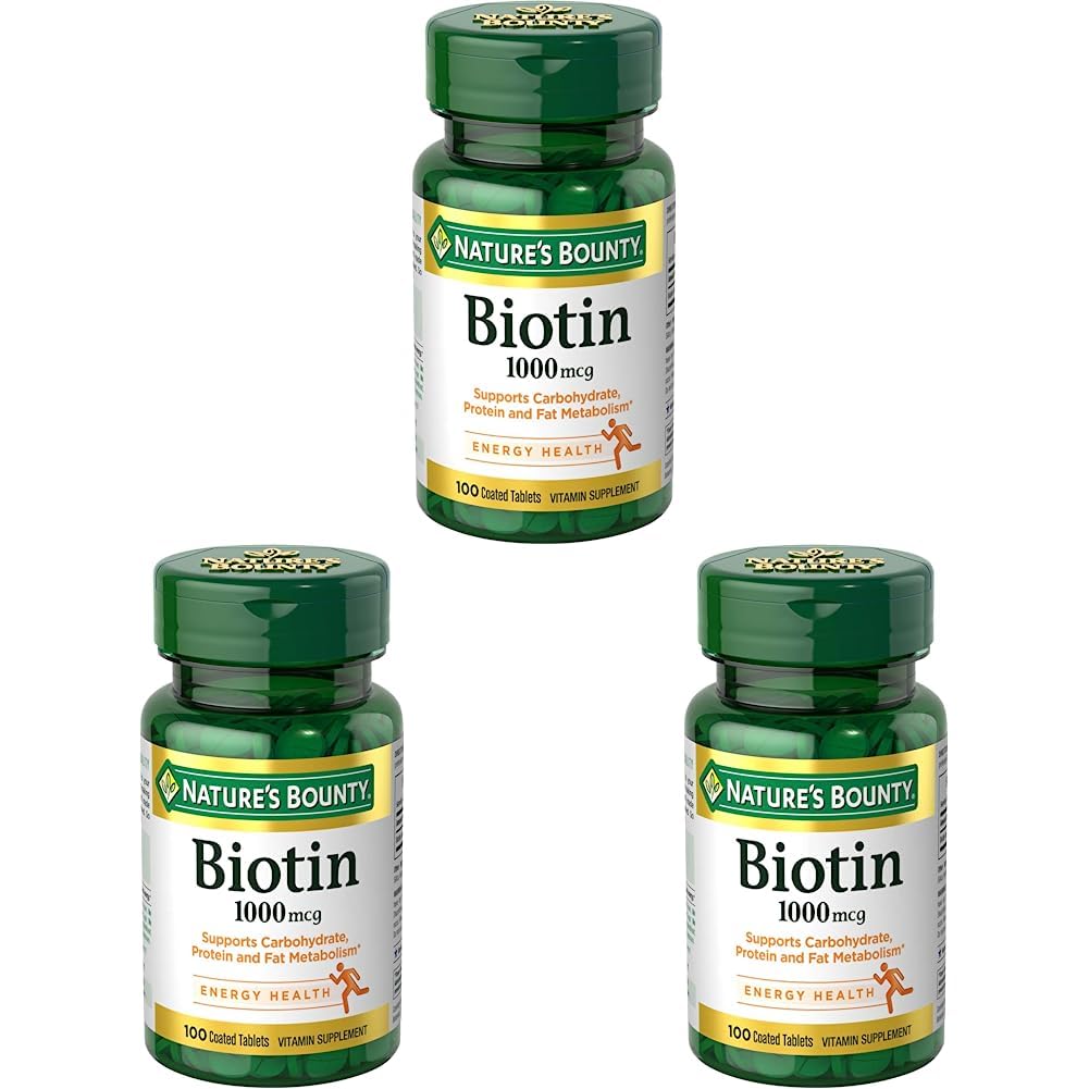 Nature's Bounty Biotina 1000 mcg 100 tabletas pack 3