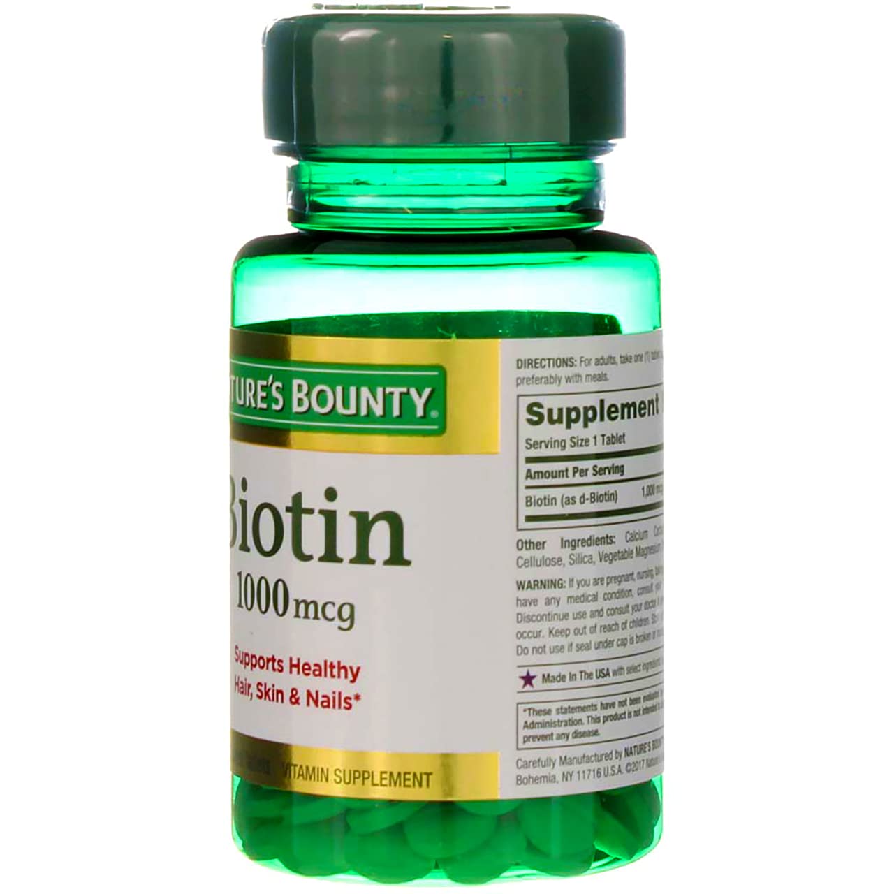 Nature's Bounty Biotina tabletas sin gluten ni azúcar