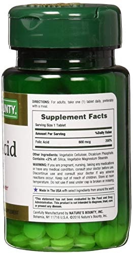 Nature's Bounty folato tabletas suplemento salud