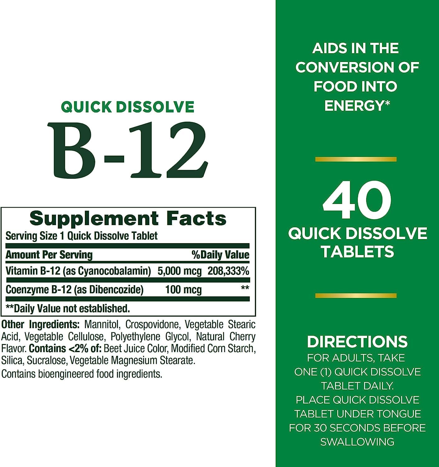 Nature's Bounty vitamina B12 tabletas sabor cereza