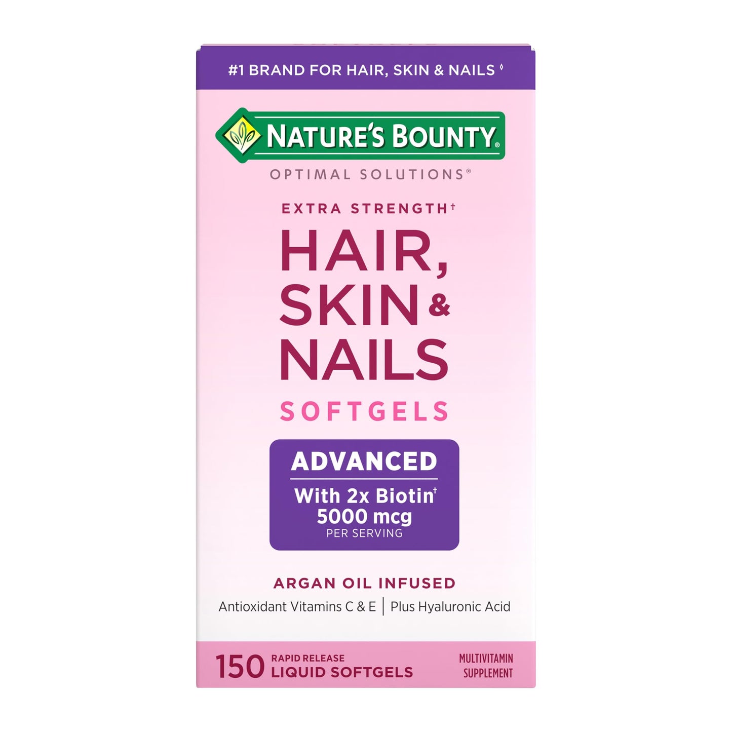 Frasco Nature's Bounty vitaminas para cabello piel uñas