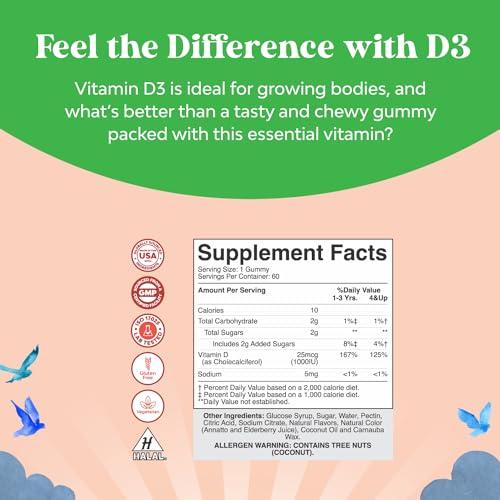 Gominolas masticables vitamina D3 Natures Craft 60 unidades