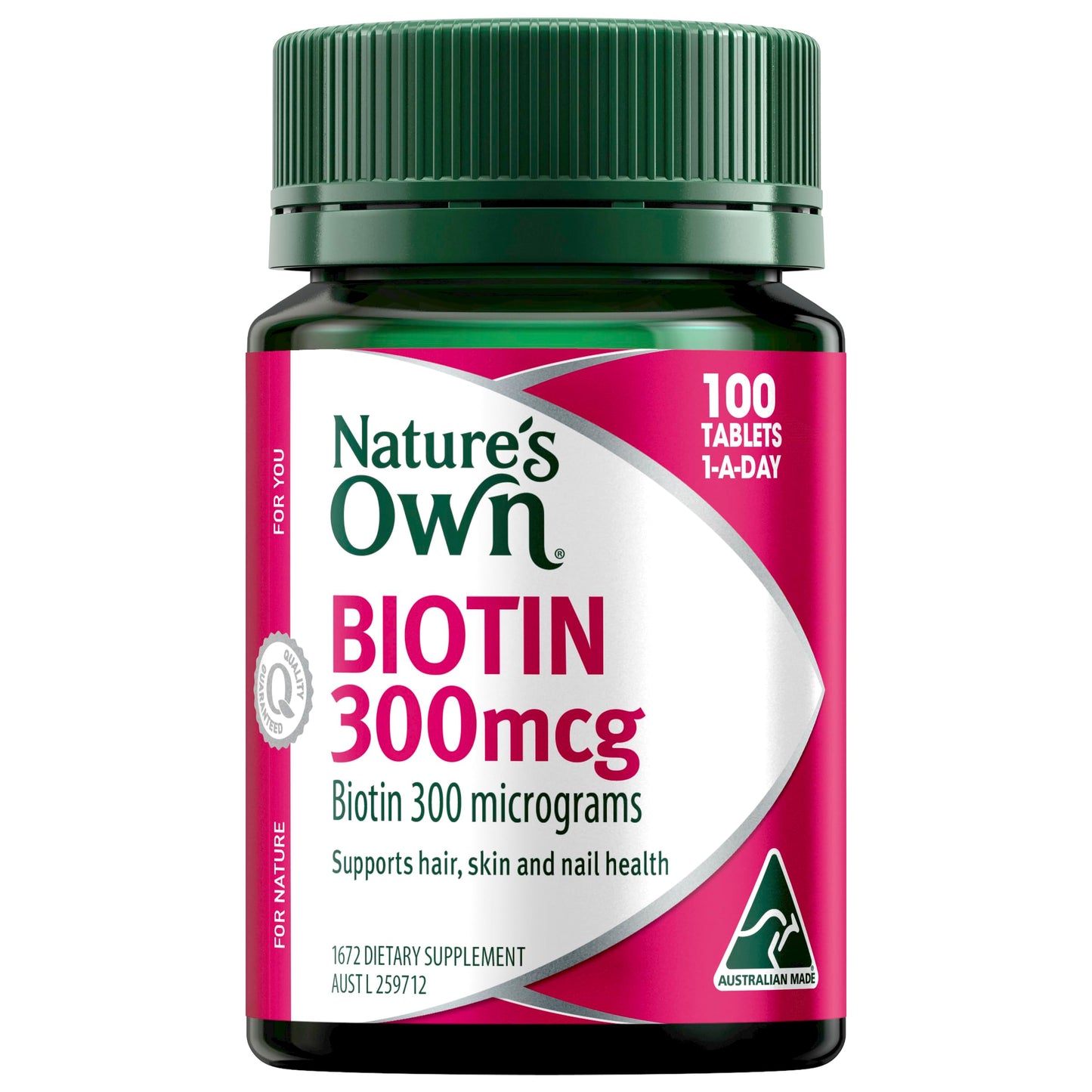 Nature's Own biotina 300mcg 100 tabletas suplemento belleza