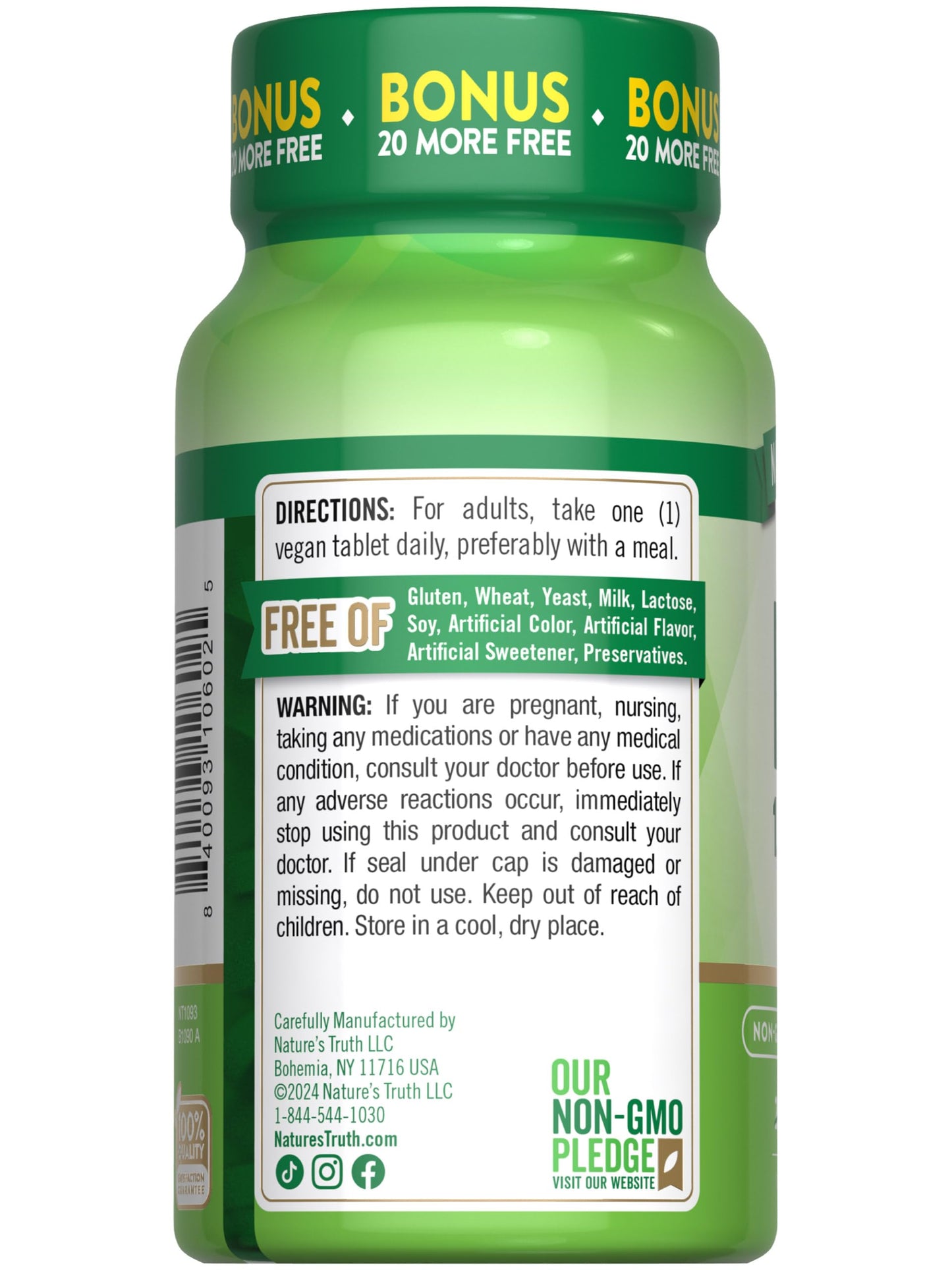 Paquete natures truth vitamina b12 220 tabletas veganas