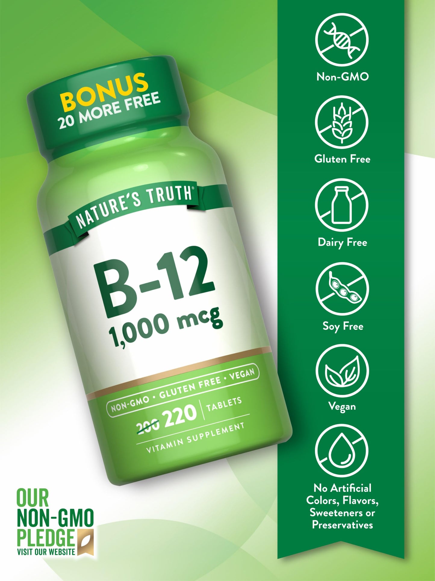 Suplemento vegano b12 1000 mcg natures truth