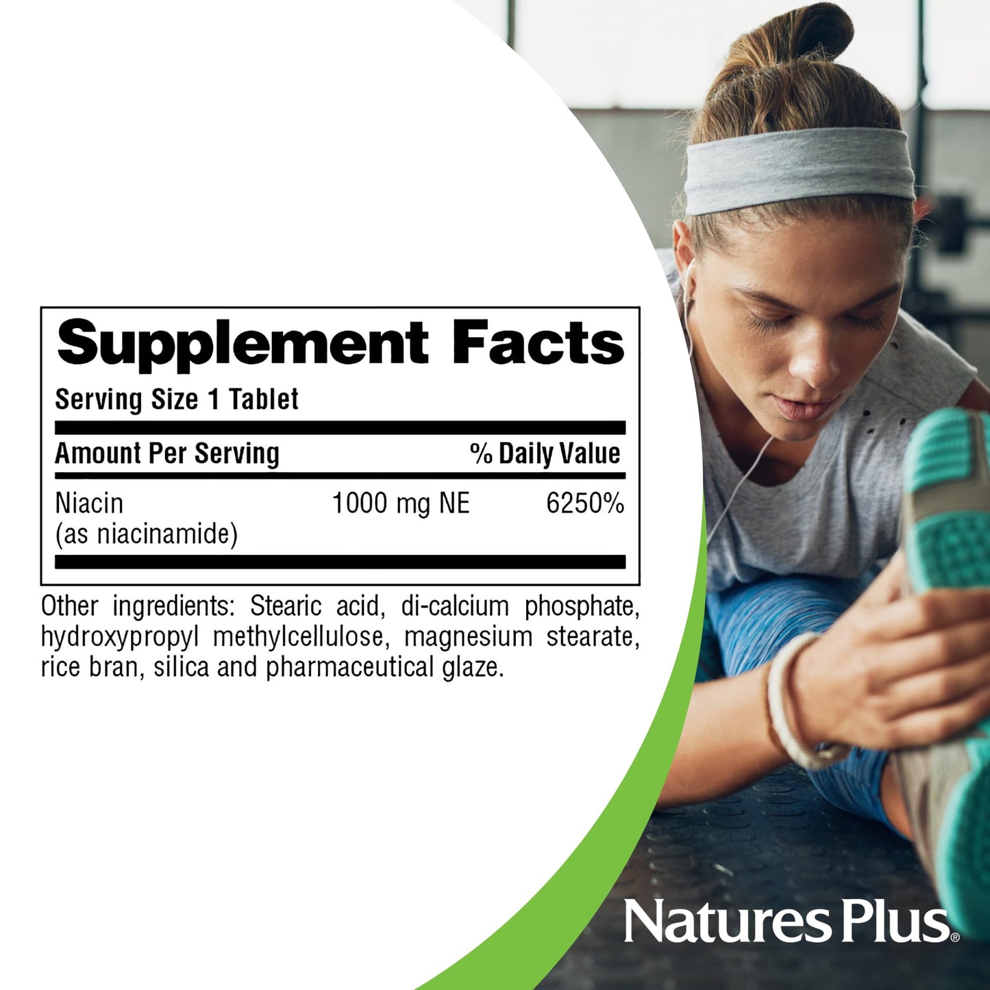 NaturesPlus Niacinamida 1000 mg suplemento vitamina B3