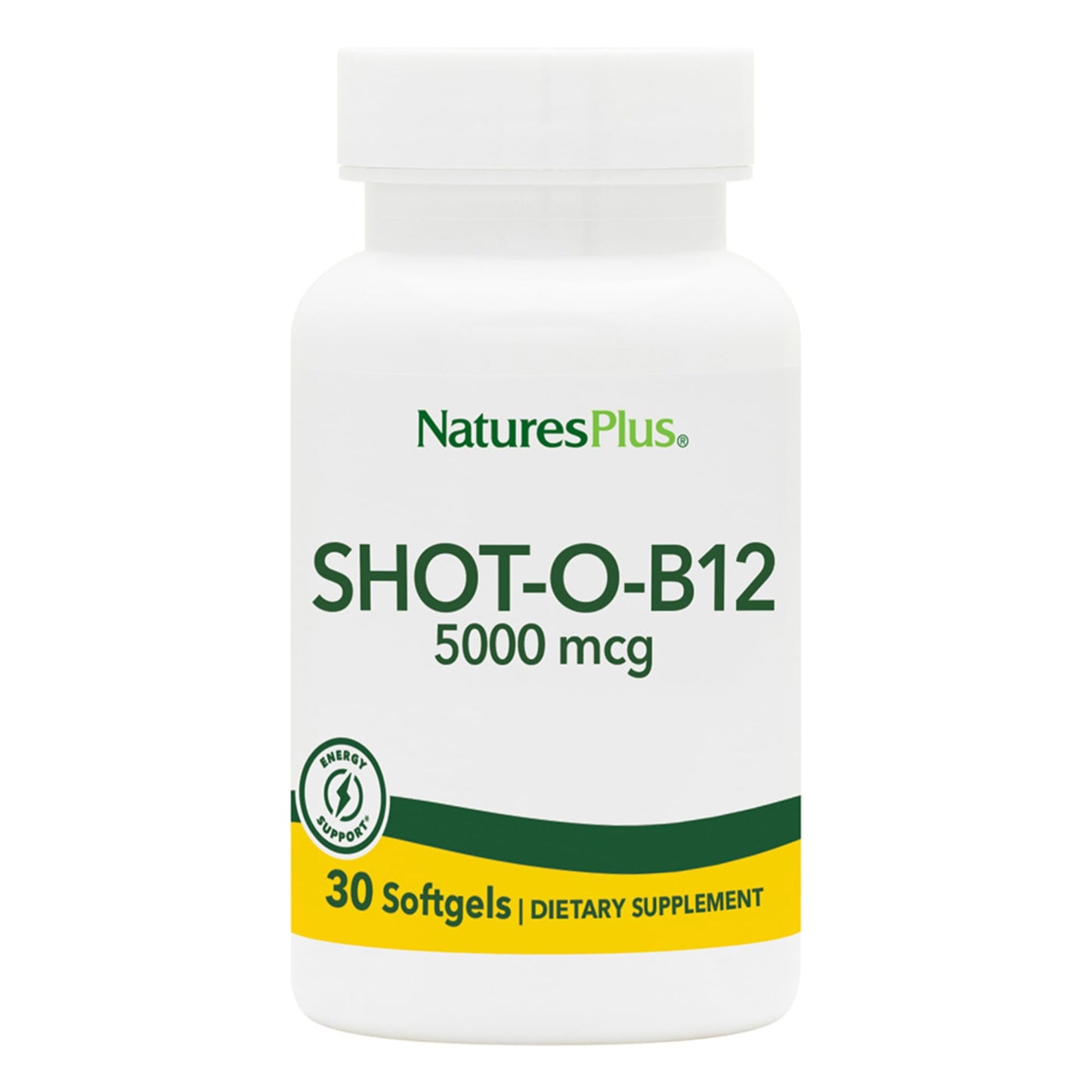 NaturesPlus Shot-O-B12 5000 mcg 30 softgels frasco
