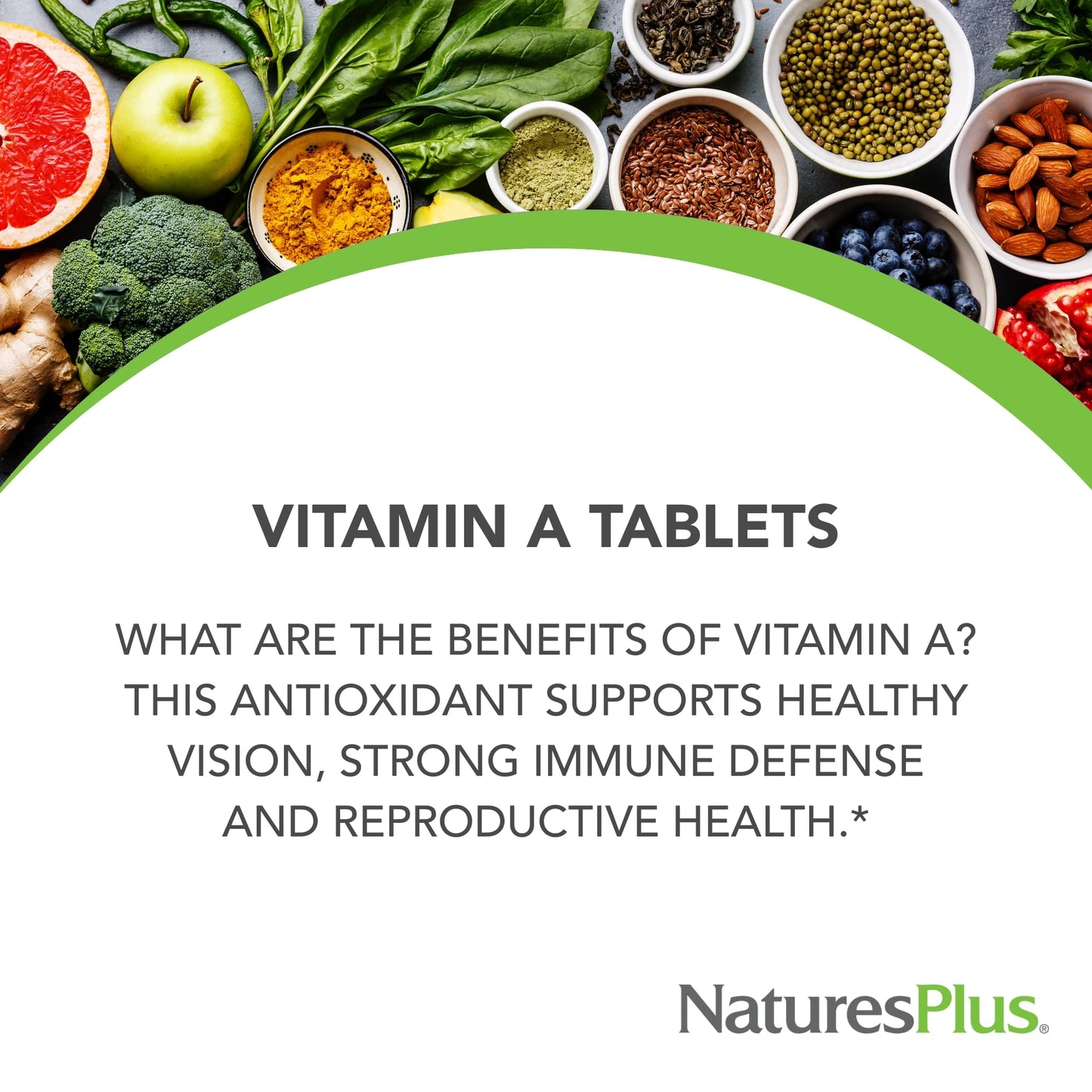 NaturesPlus suplemento vitamina A para salud ocular y sistema inmunológico