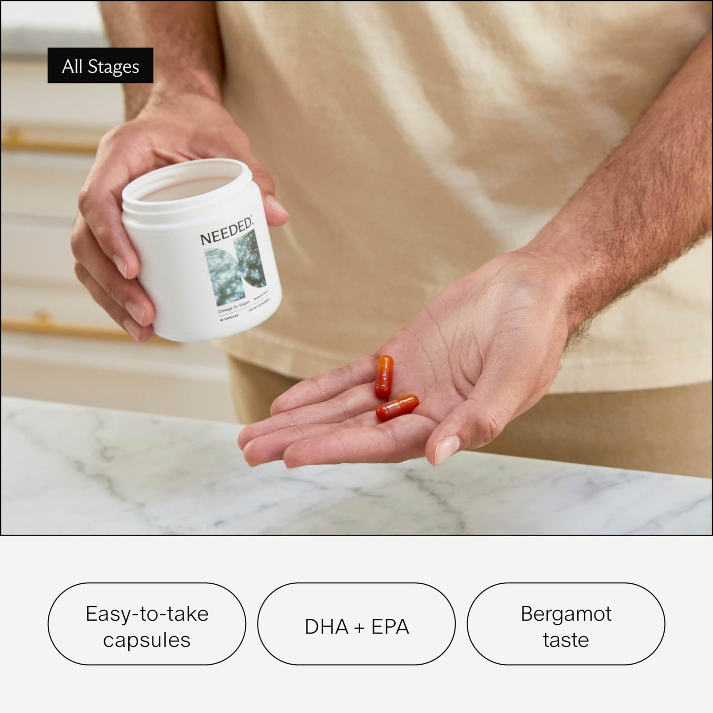Needed Omega-3 vegano cápsulas para desarrollo saludable fetal