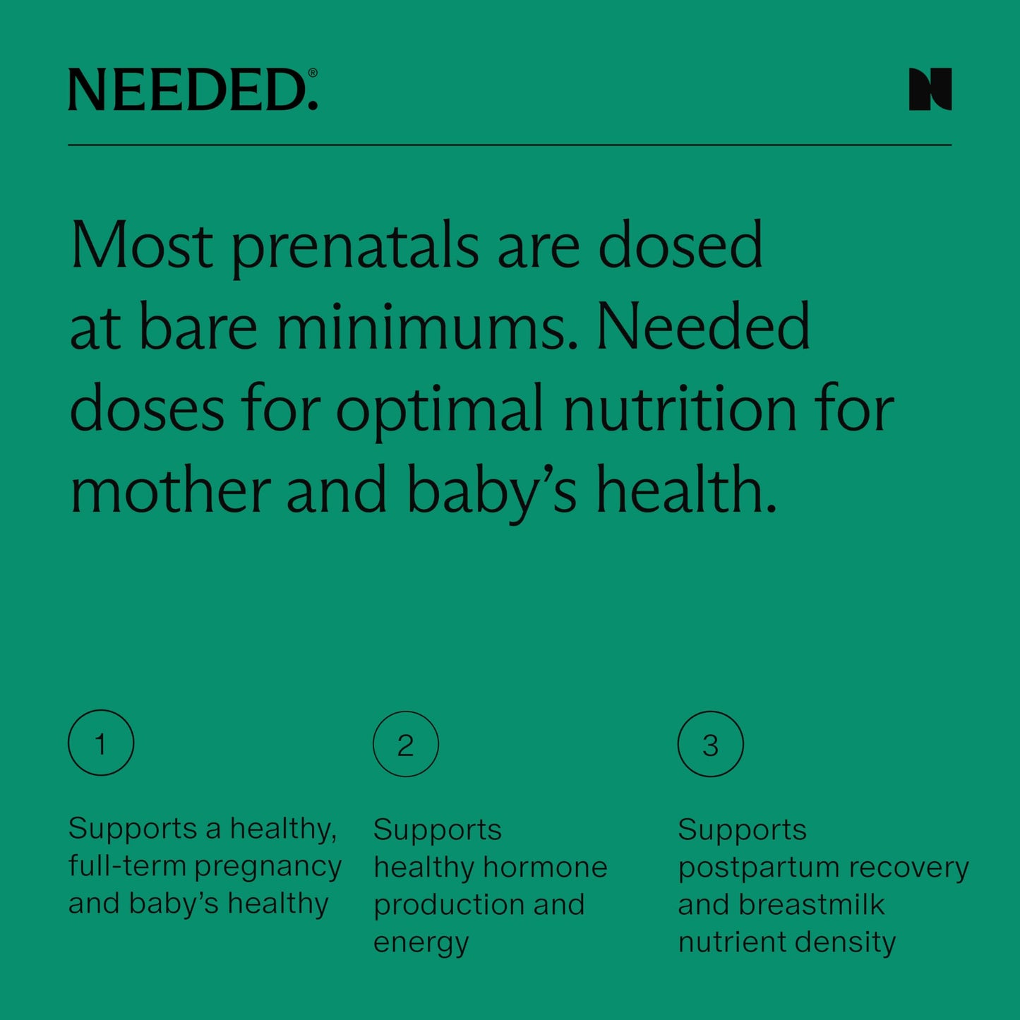 Needed suplemento prenatal polvo y cápsulas para mujeres embarazadas
