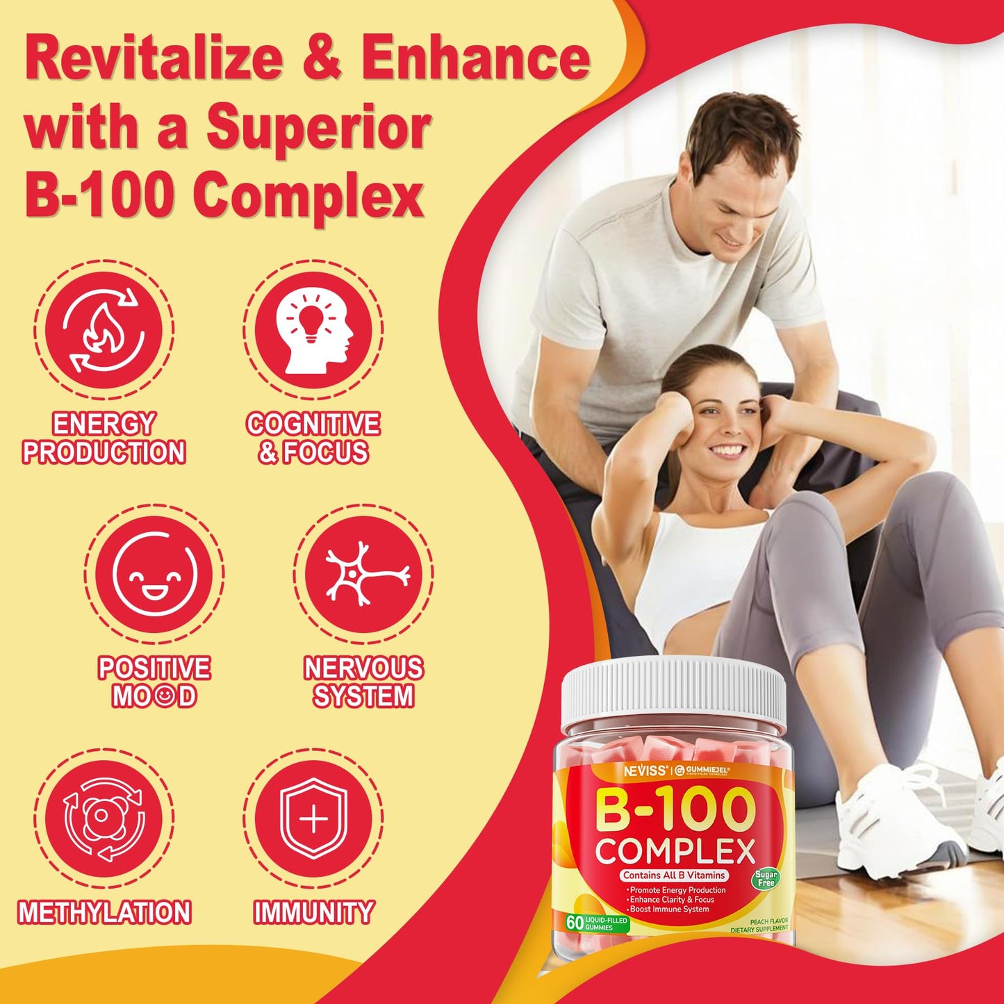 Neviss gomitas vitaminas B100 sin colores ni sabores artificiales
