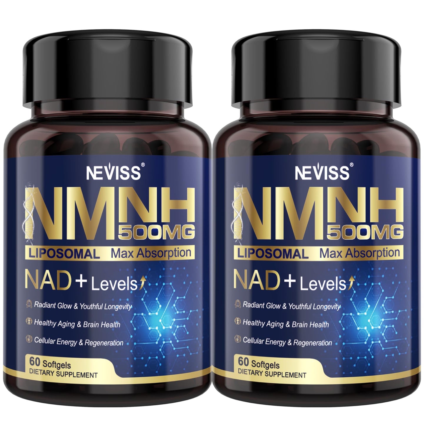 NEVISS suplemento NAD+ NMNH liposomal 500mg 120 softgels