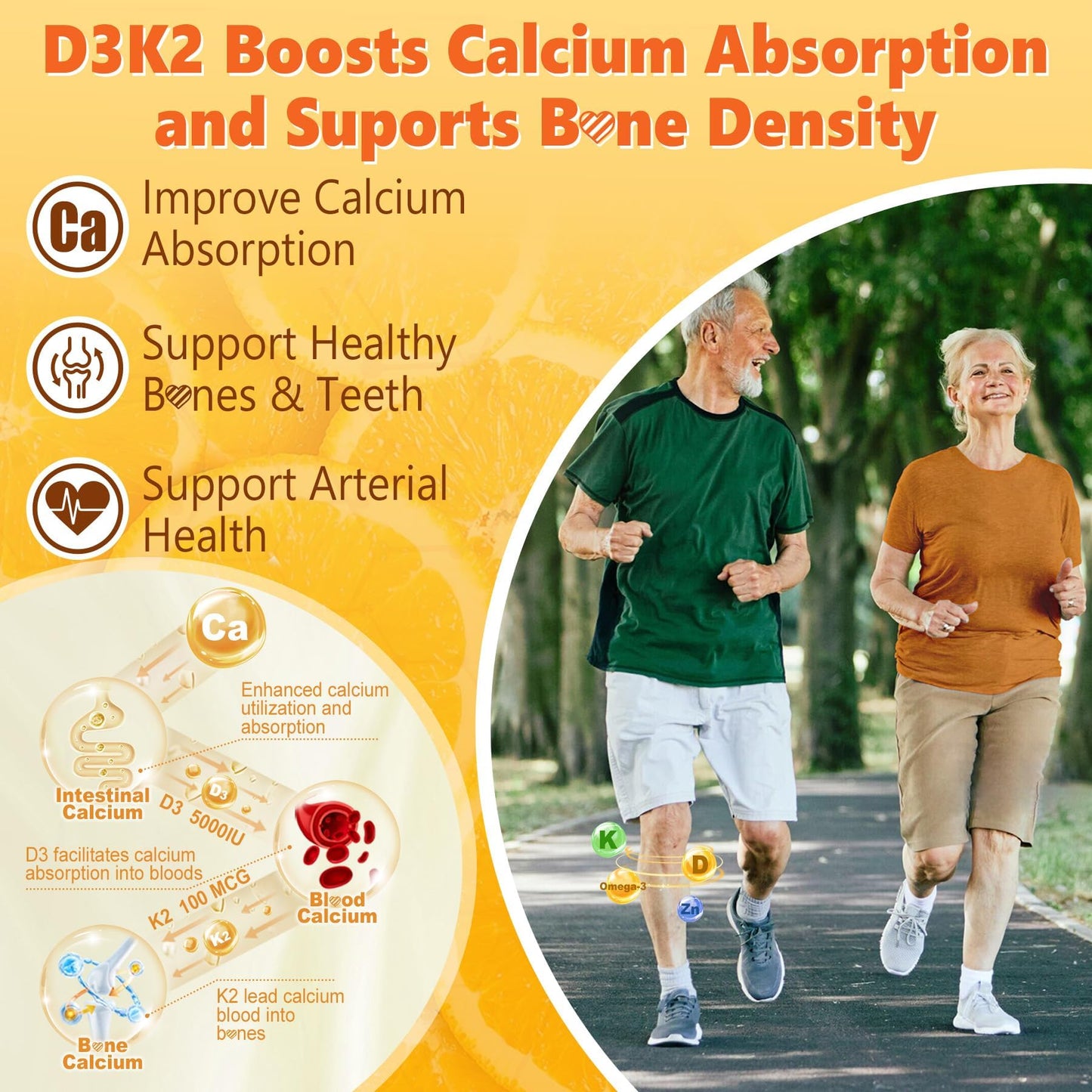 Nextdia goma vitamina d3 k2 sabor naranja envase