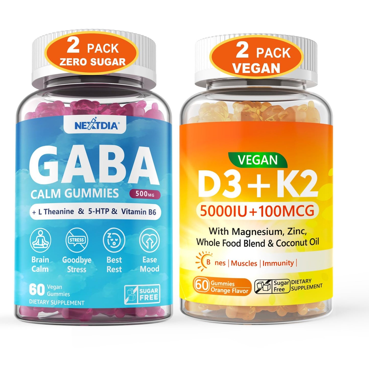 Gomitas Nextdia GABA y vitamina D3 K2 veganas paquete 2