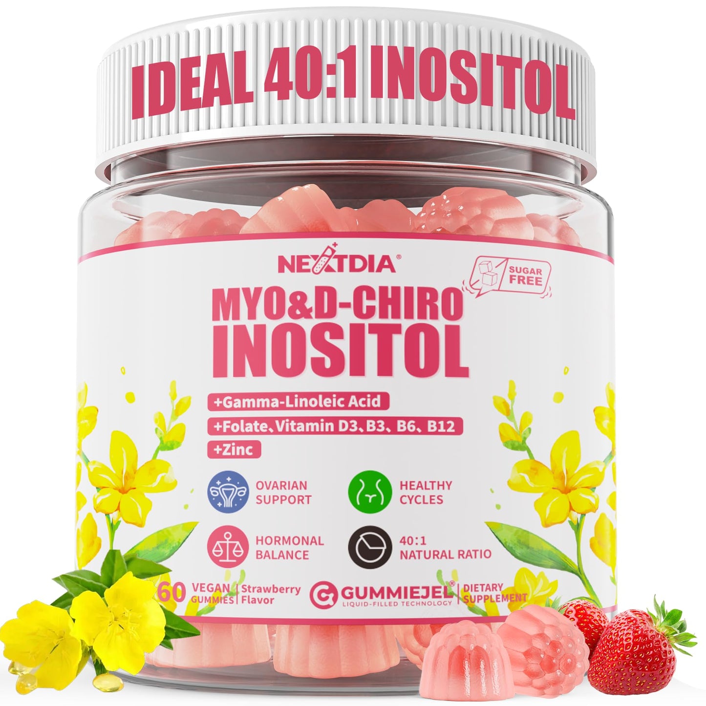 Nextdia gomitas inositol aceite de onagra paquete frontal