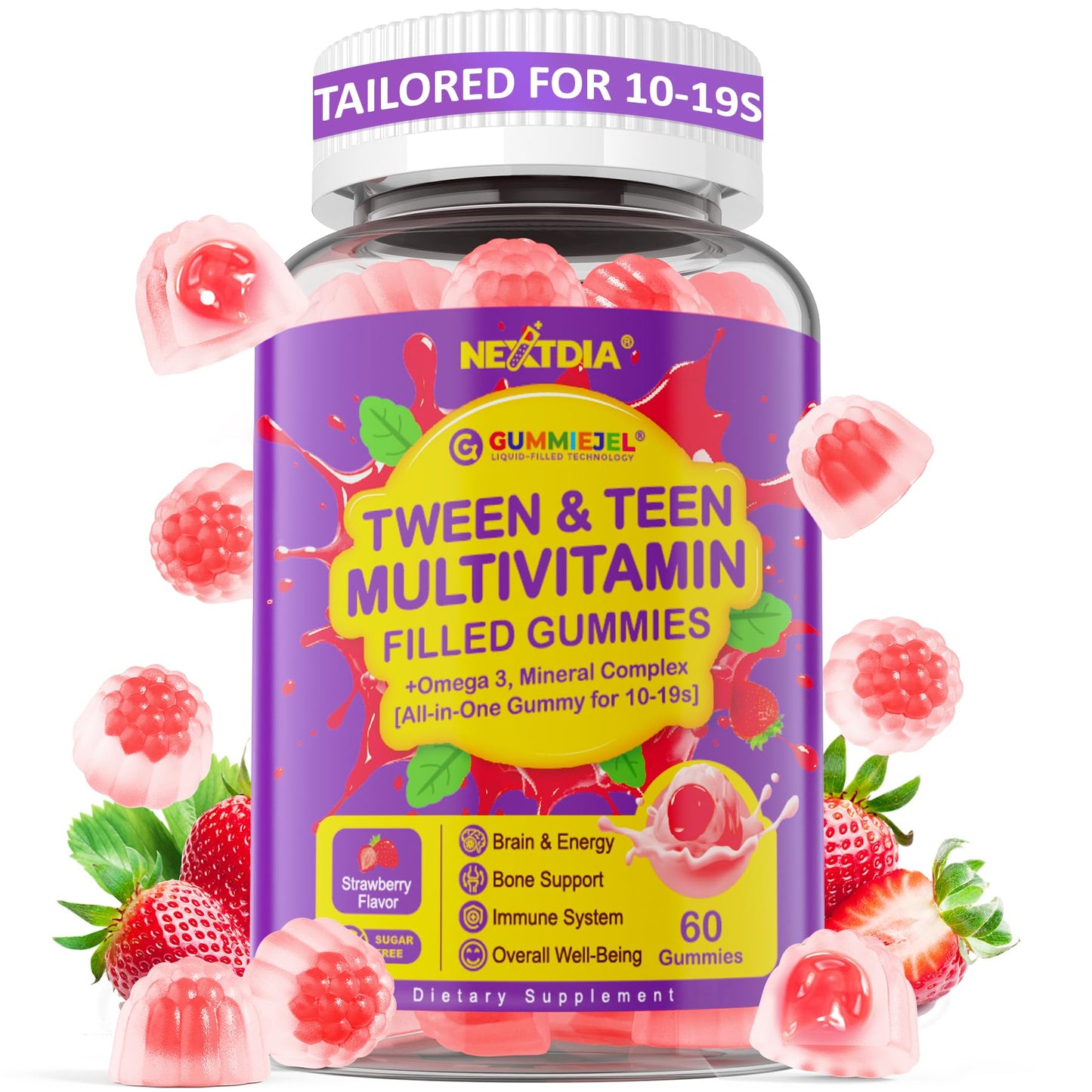Paquete de gomitas multivitamínicas Nextdia para adolescentes