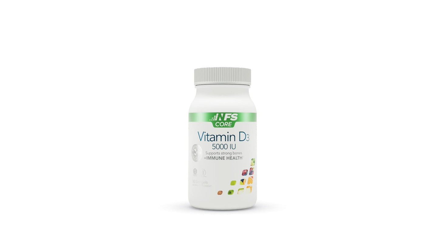 Botella de NF Sports Vitamina D3 5000 UI softgel vegano