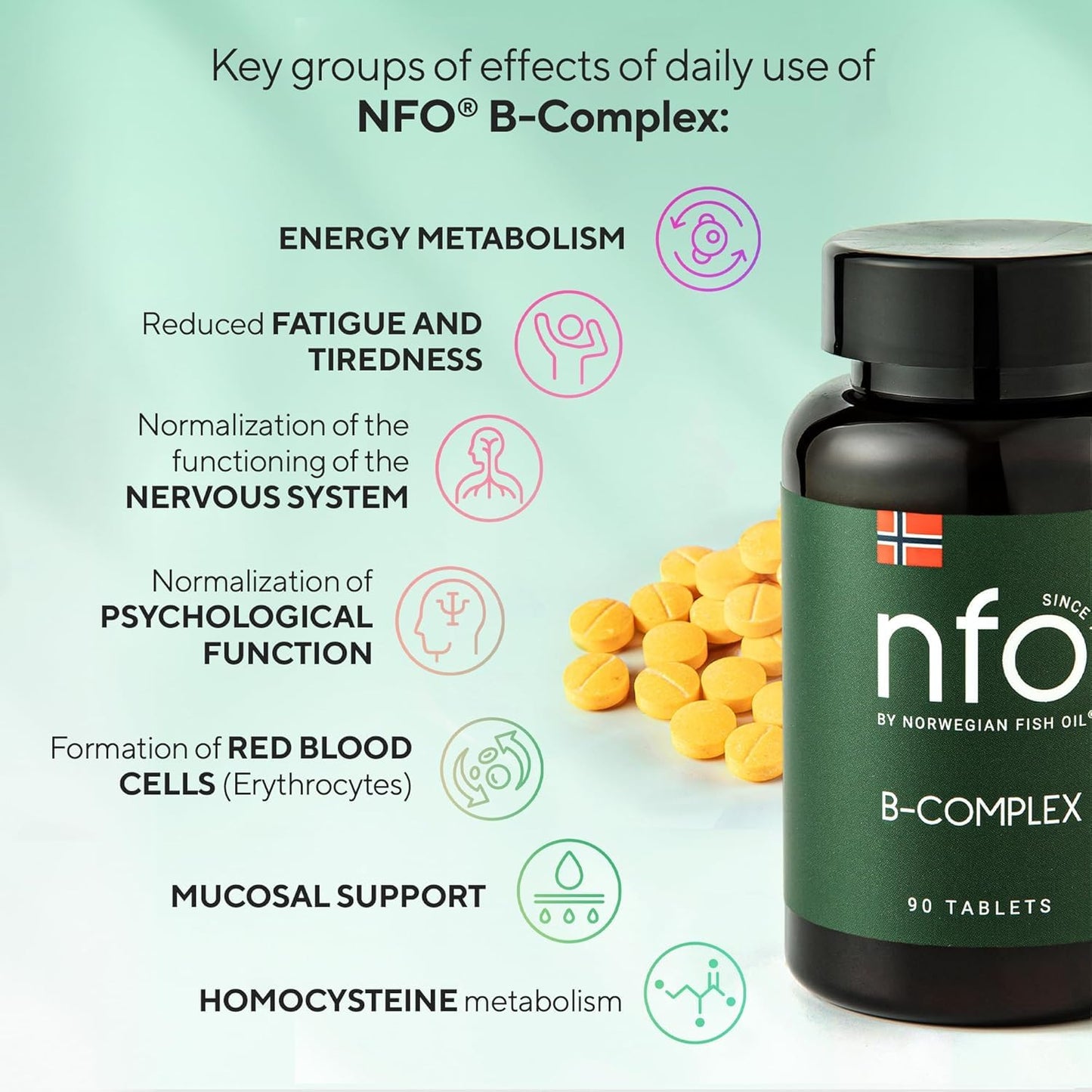 NFO multivitamínico complejo vitamina B calidad noruega