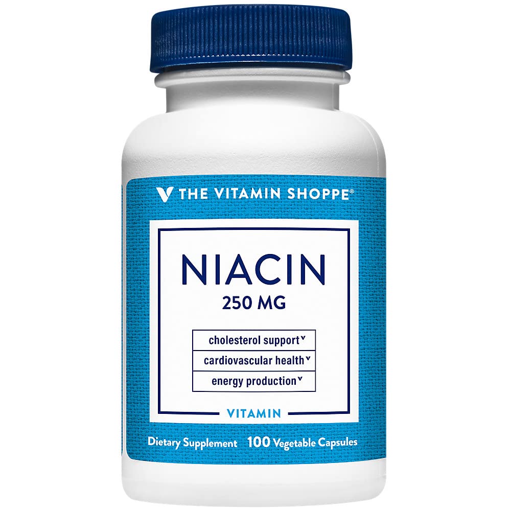 Niacina 250 mg The Vitamin Shoppe cápsulas para salud cardiovascular