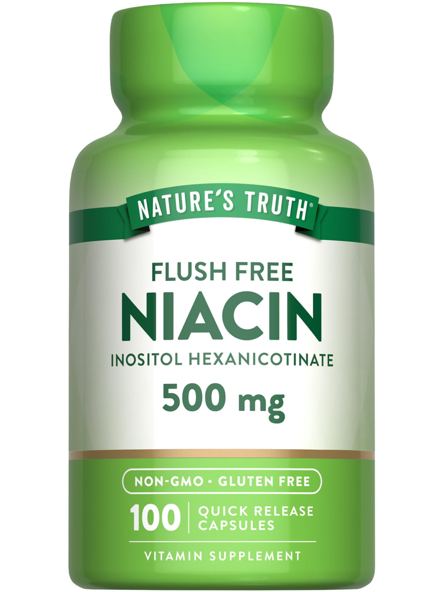 Frasco Niacina 500mg Nature's Truth sin rubor 100 cápsulas