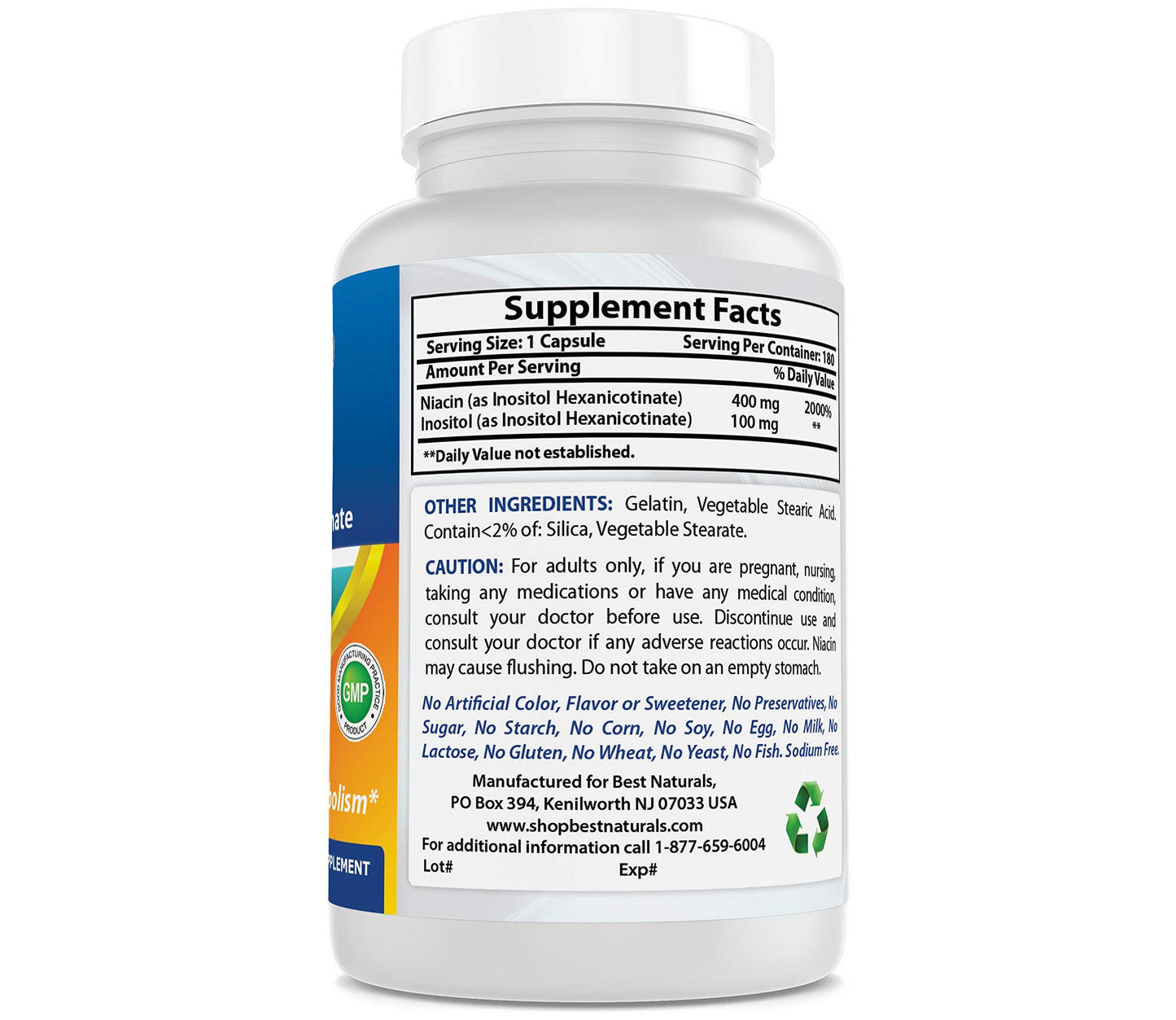 Niacina 500 mg sin colorantes ni preservantes suplemento calidad USA