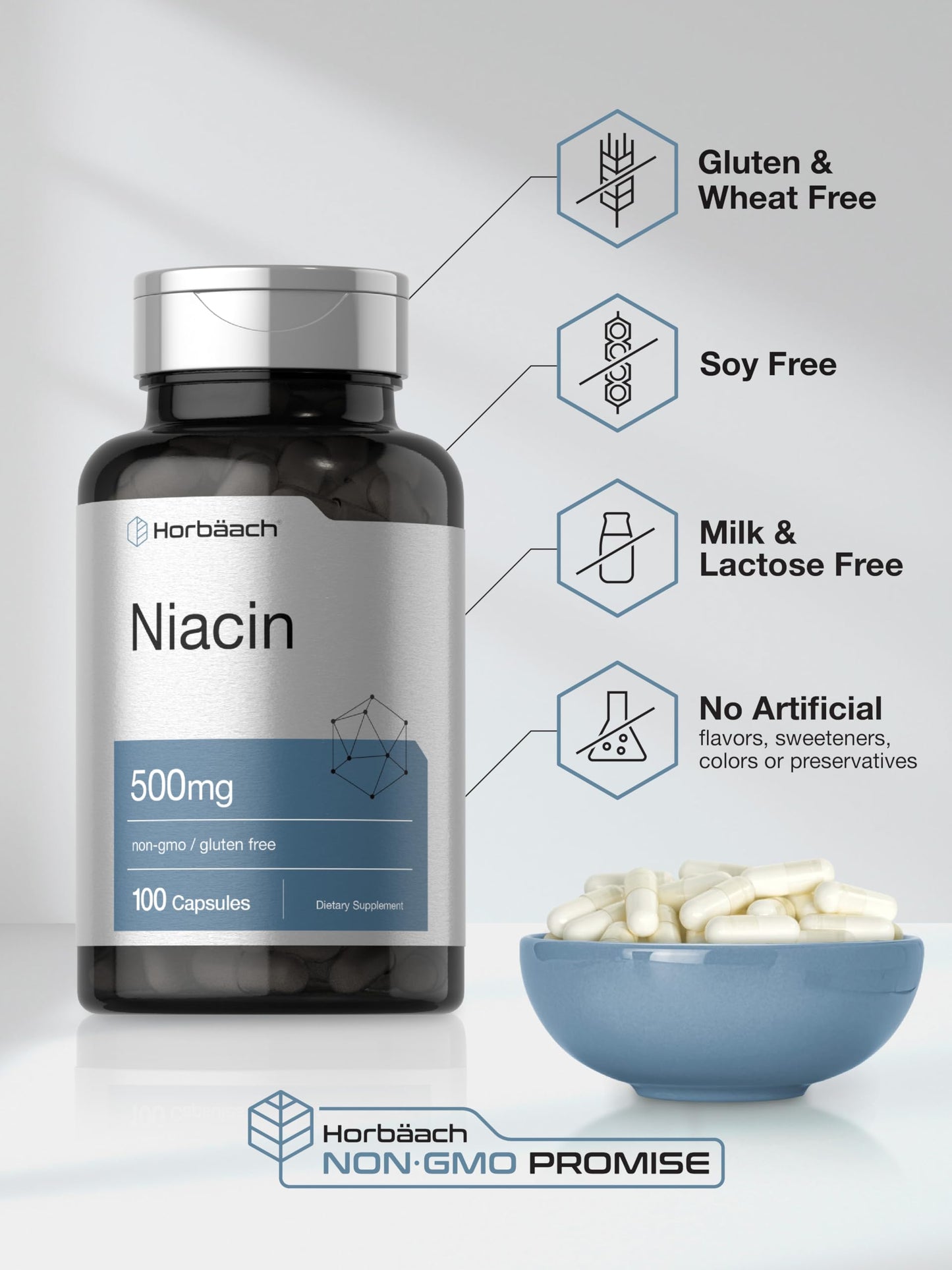 Niacina Horbäach no GMO fórmula experta cápsulas