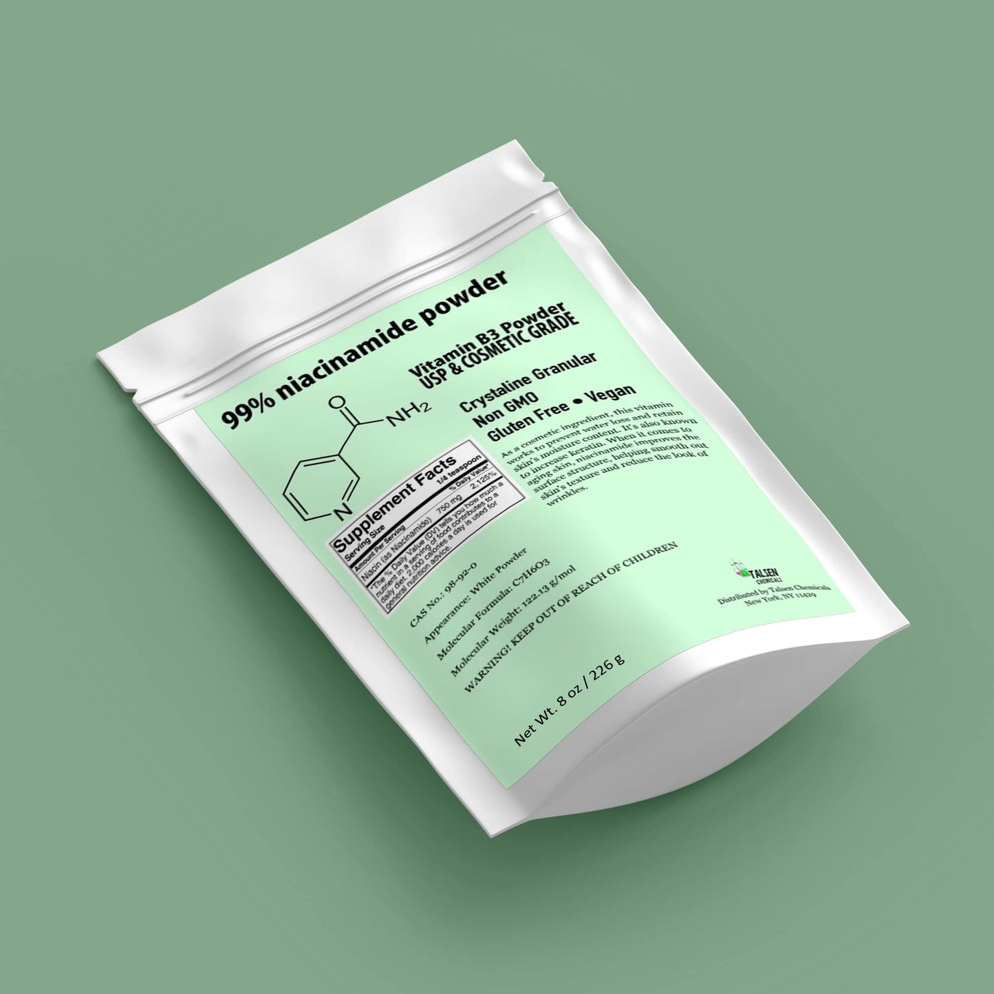 Niacinamida polvo vitamina b3 para cuidado cosmético piel