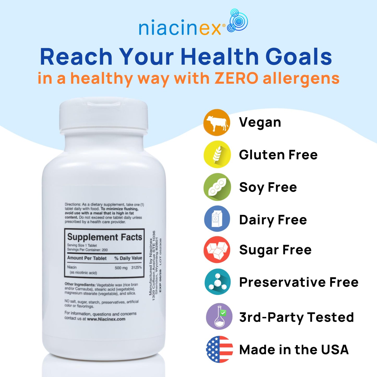 Niacinex suplemento niacina seguro sin gluten ni lactosa