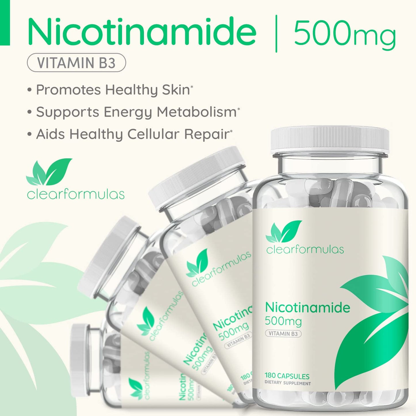 Nicotinamida ClearFormulas suplemento 180 cápsulas