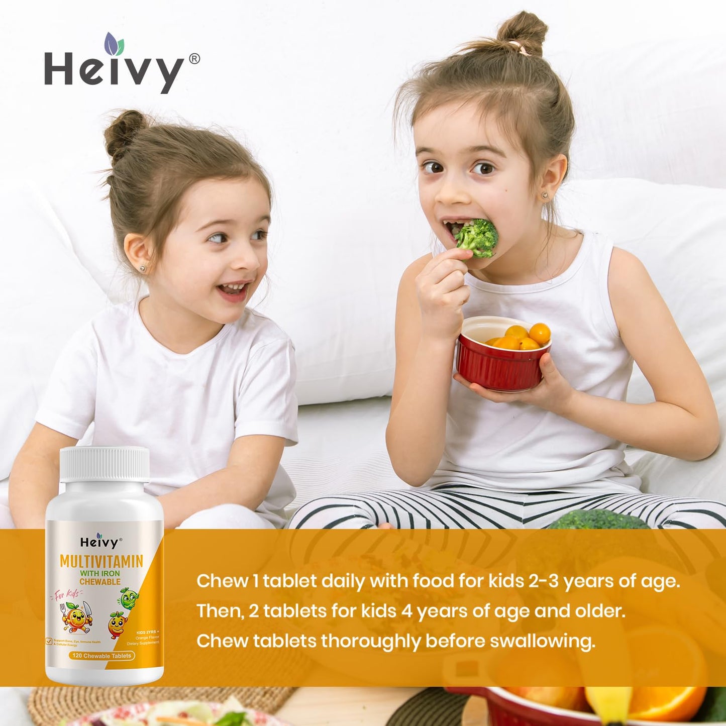 Niños felices con multivitaminas Heivy